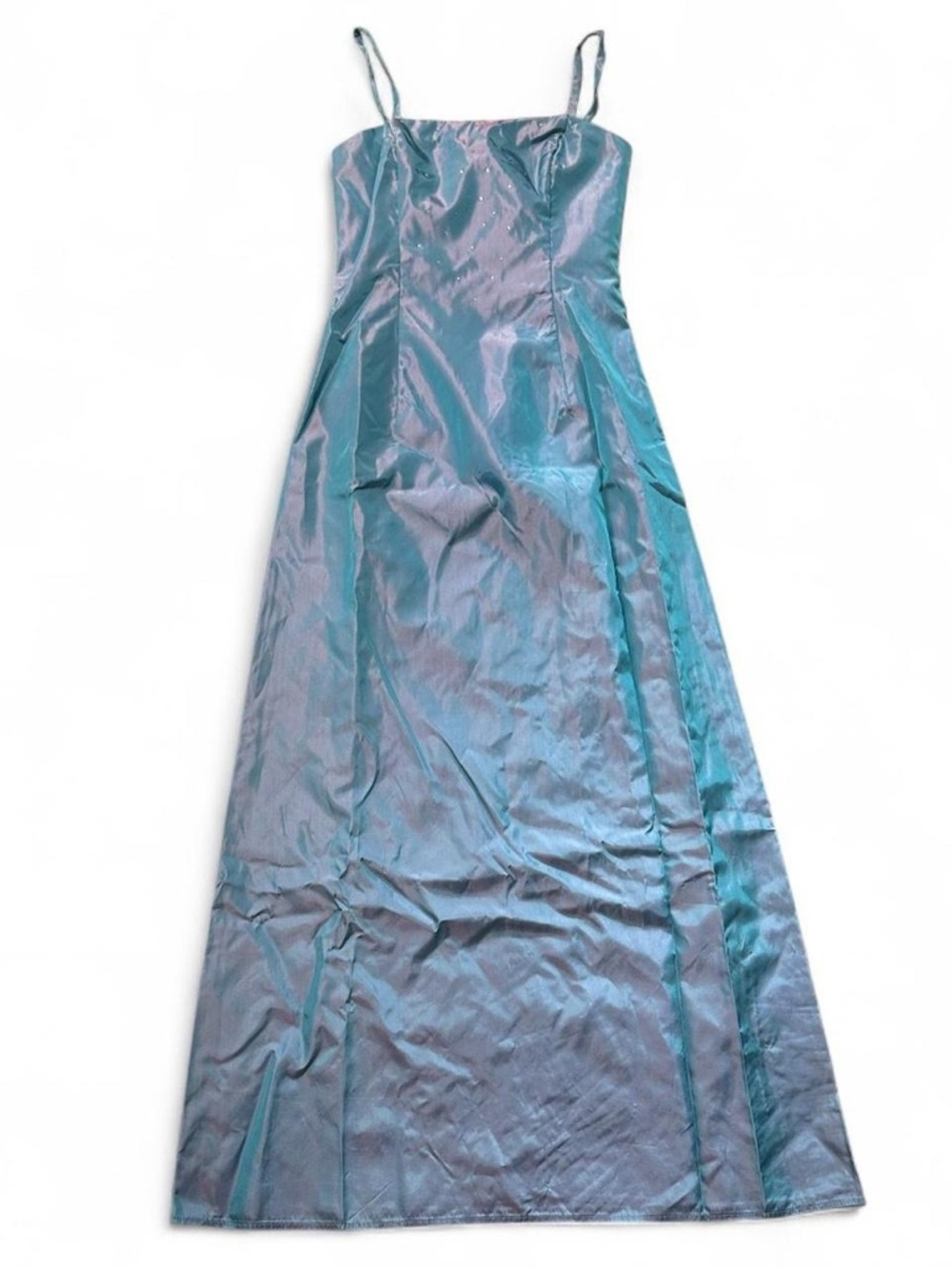 Vintage early 2000s blue prom dress with rhinestone embellishments